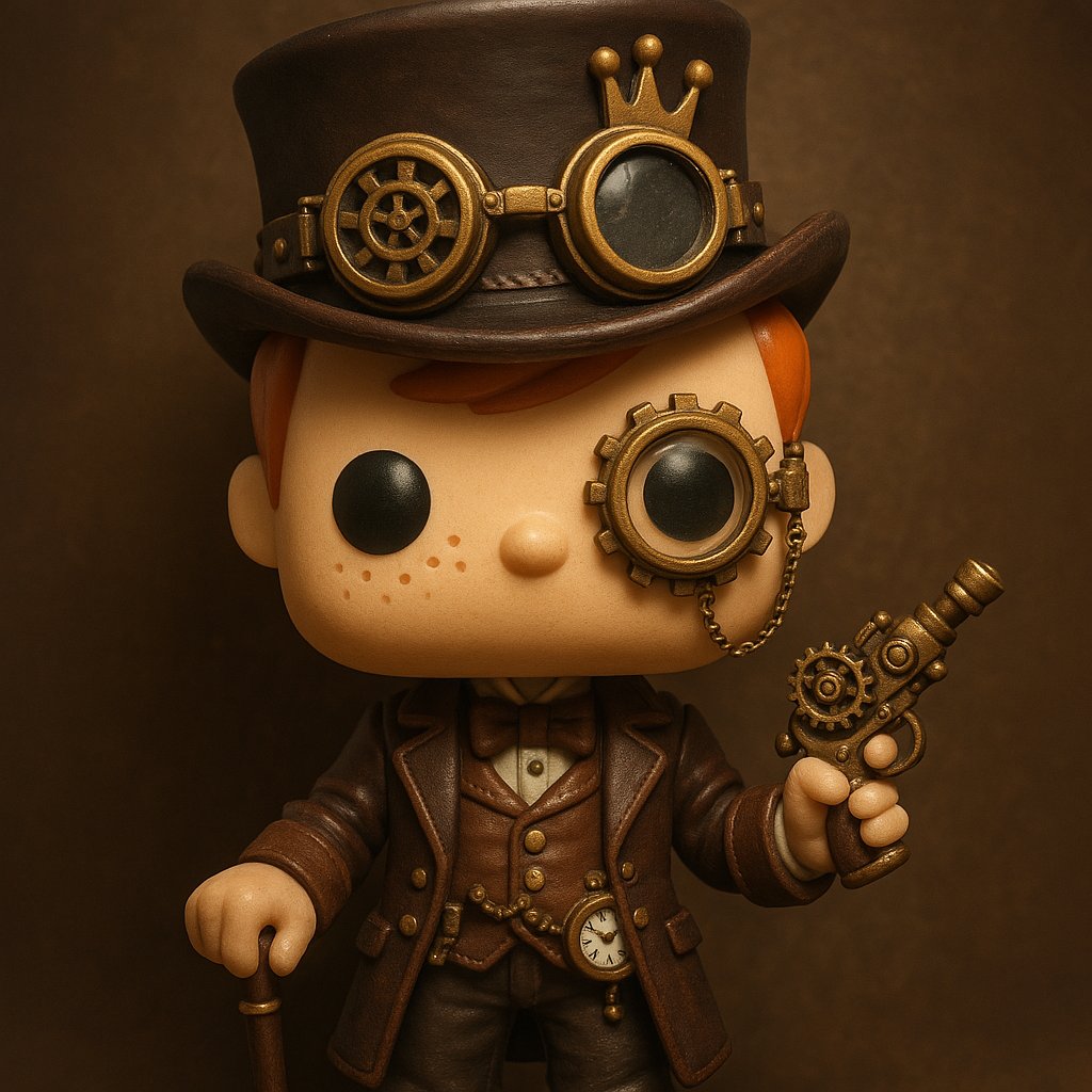 Luke Dunsmore - Just a Shop, Sir Custom Freddie Funko Steampunk Graphic Design
