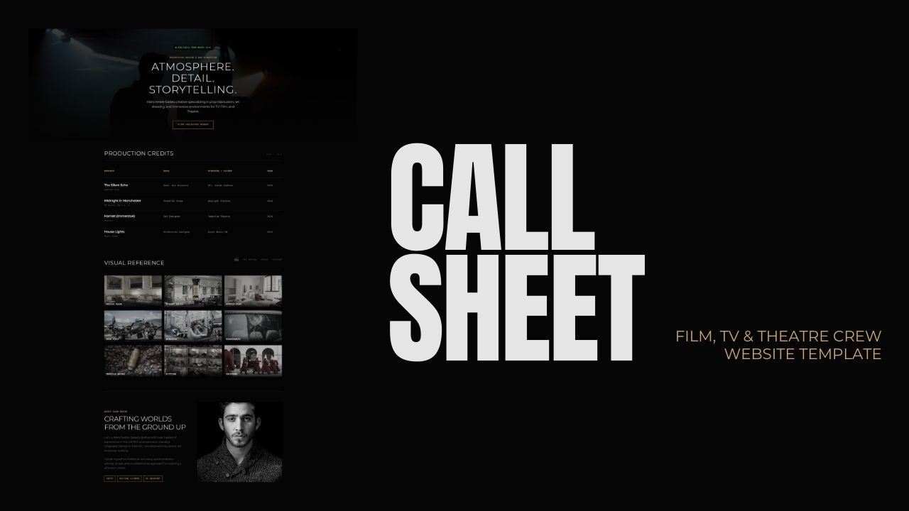 Luke Dunsmore - Call Sheet - Film, TV and Theatre Crew HTML Static Site Template - Call Sheet Cover